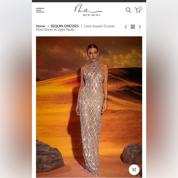 Mew Mews | Dresses | Mew Mews Beautiful Crystal Gown In Light Nude